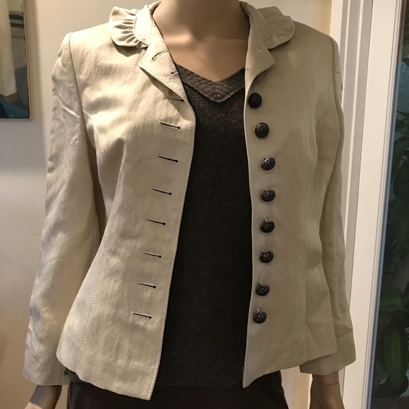 Cream European Ruffle Blazer - Picture 2 of 3